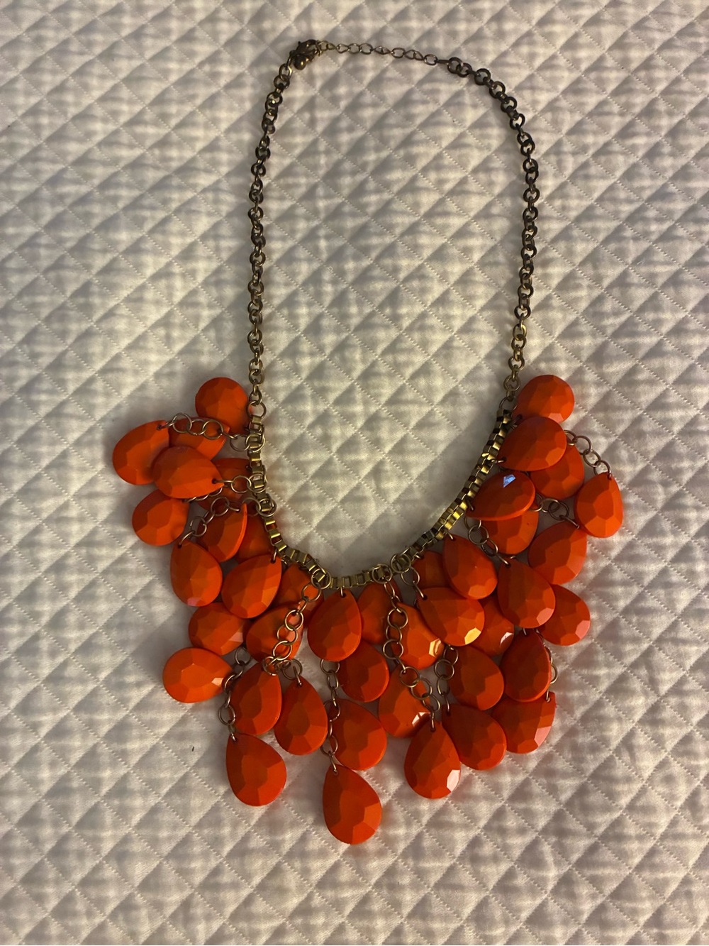 Vibrant Orange Teardrop Statement Necklace - Women Jewelry